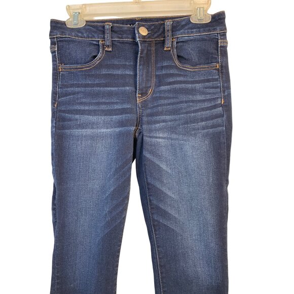 American Eagle Sz 6 Womens Next Level Jegging Dark HR Crop Stretch Denim Jeans - Picture 2 of 8